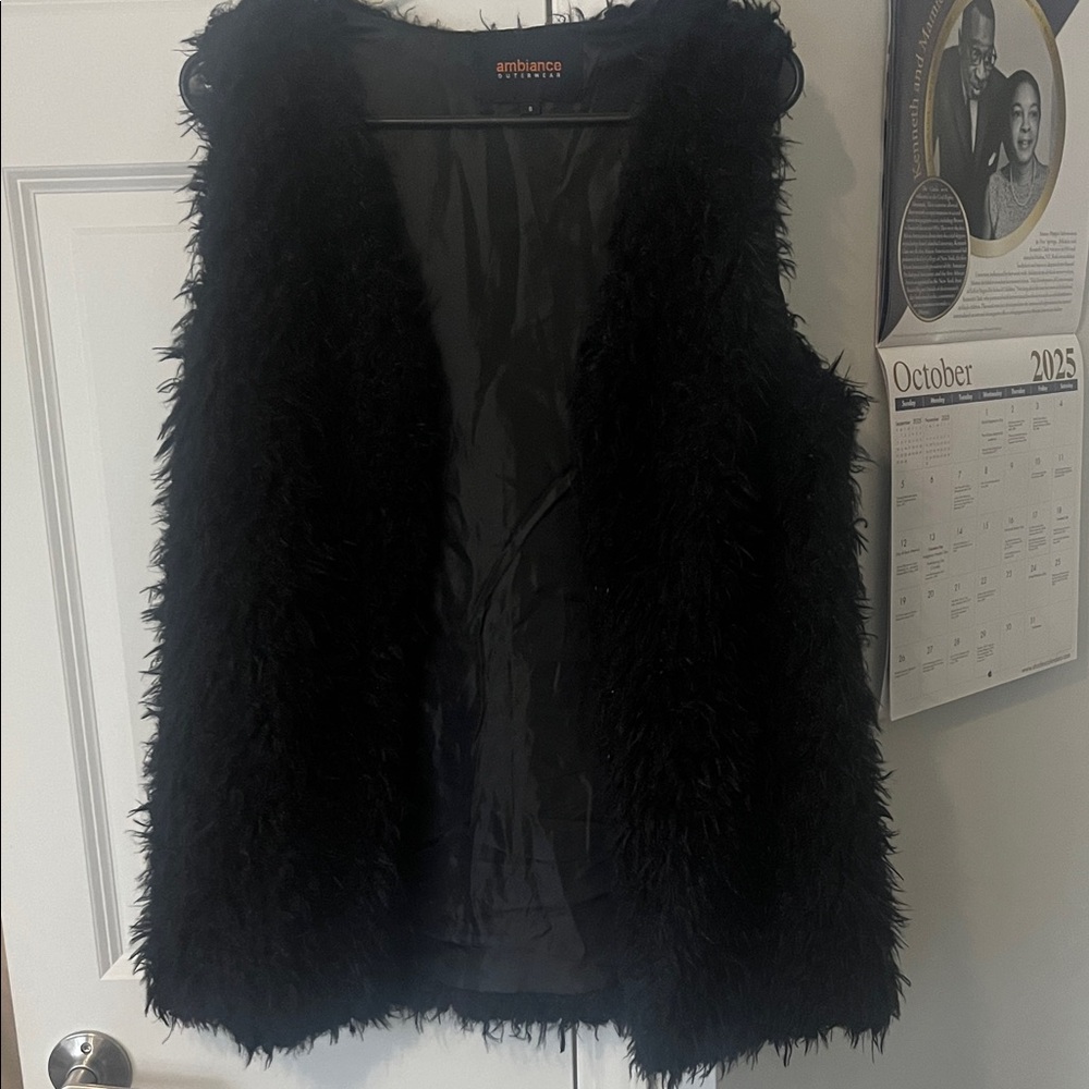 Ambiance Elegant Black Fuzzy Vest